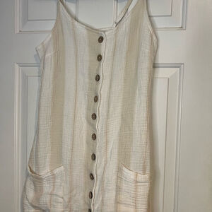 Ocean Drive Cream Button-Down Sleeveless Beach Coverup